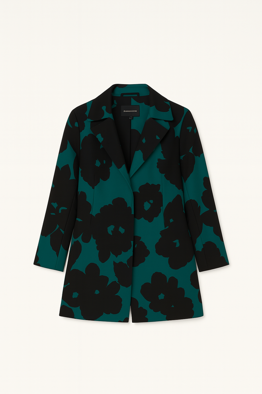 Midnight Floral Open-Front Coat
