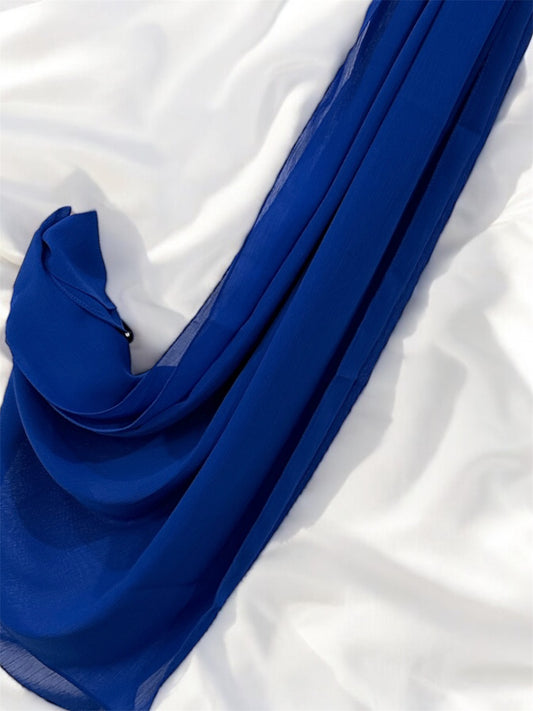 Royal Blue Crinkle Chiffon Hijab