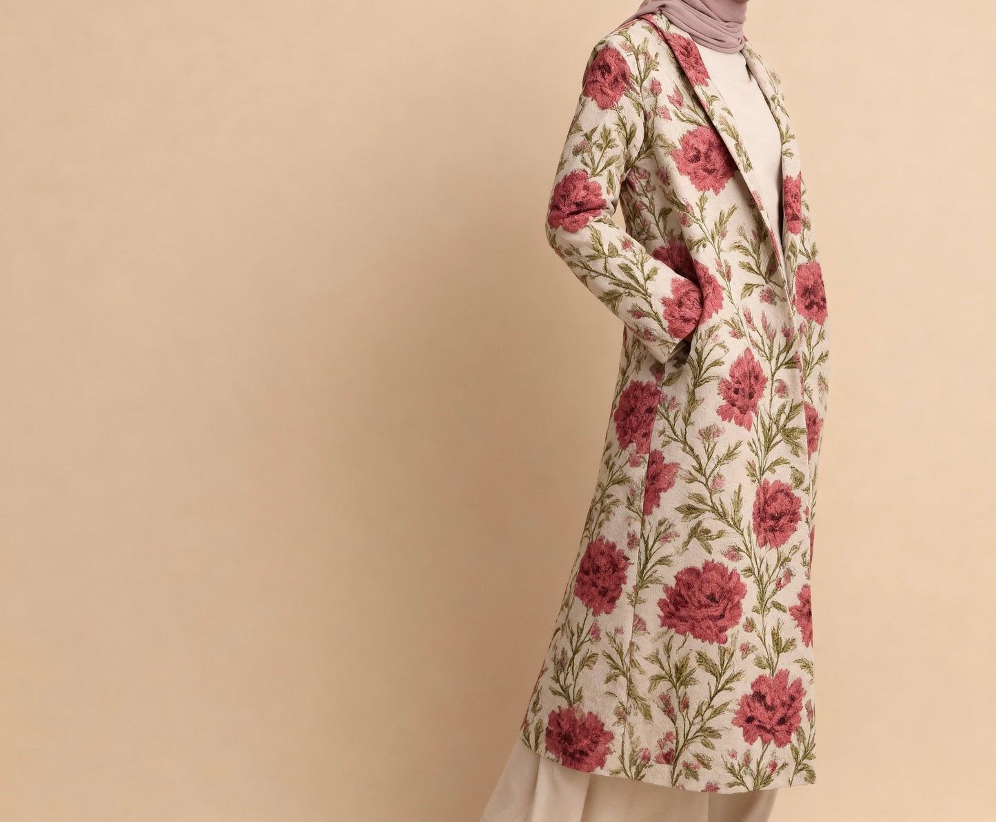 Floral Jacquard Coat