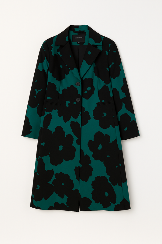 Midnight Floral Open-Front Coat