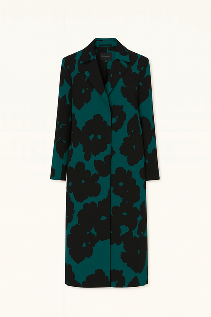 Midnight Floral Open-Front Coat