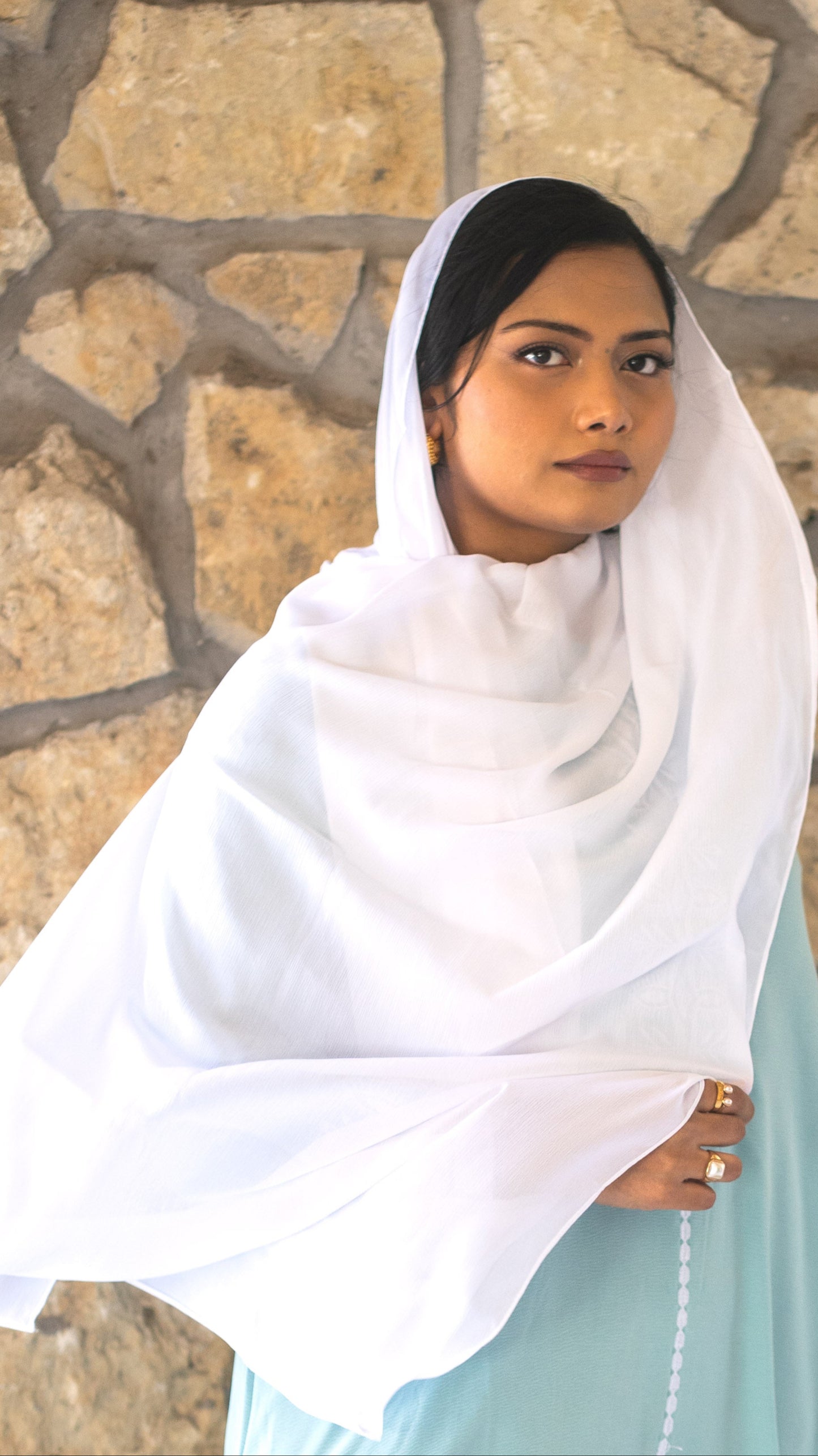 White Crinkle Hijab