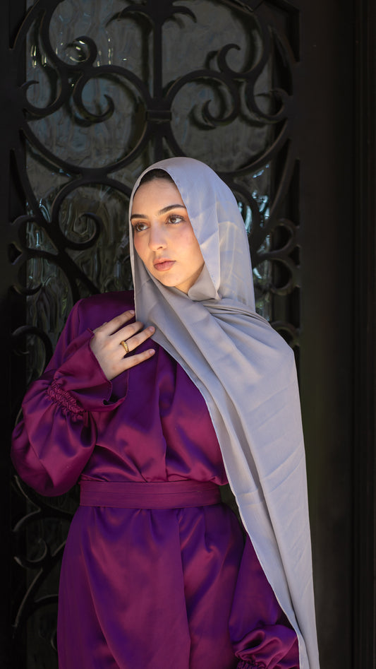 Gray Crinkle Shiny Hijab