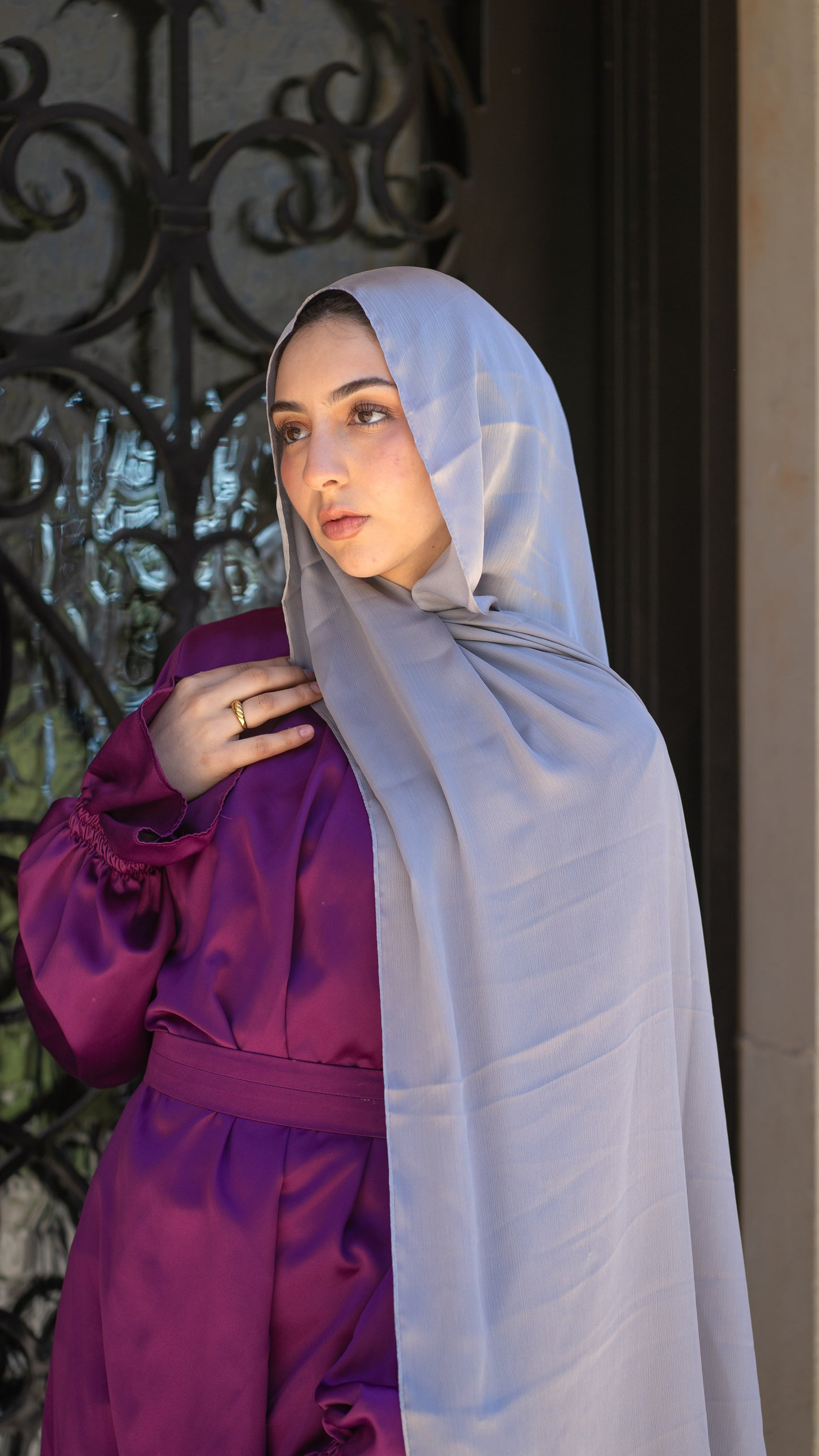 Gray Crinkle Chiffon Hijab