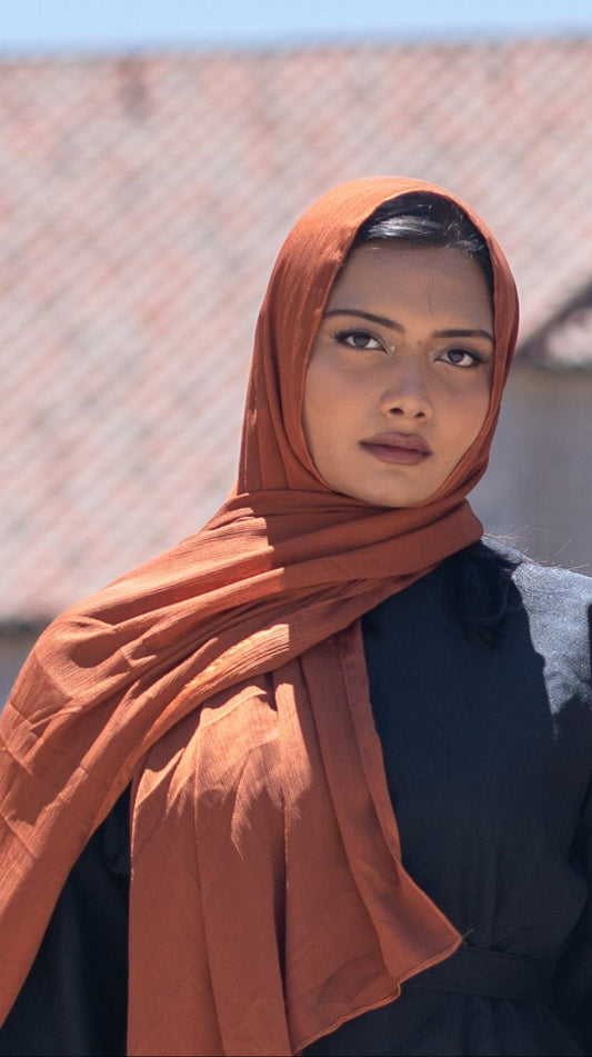 Burn Orange Crinkle Hijab