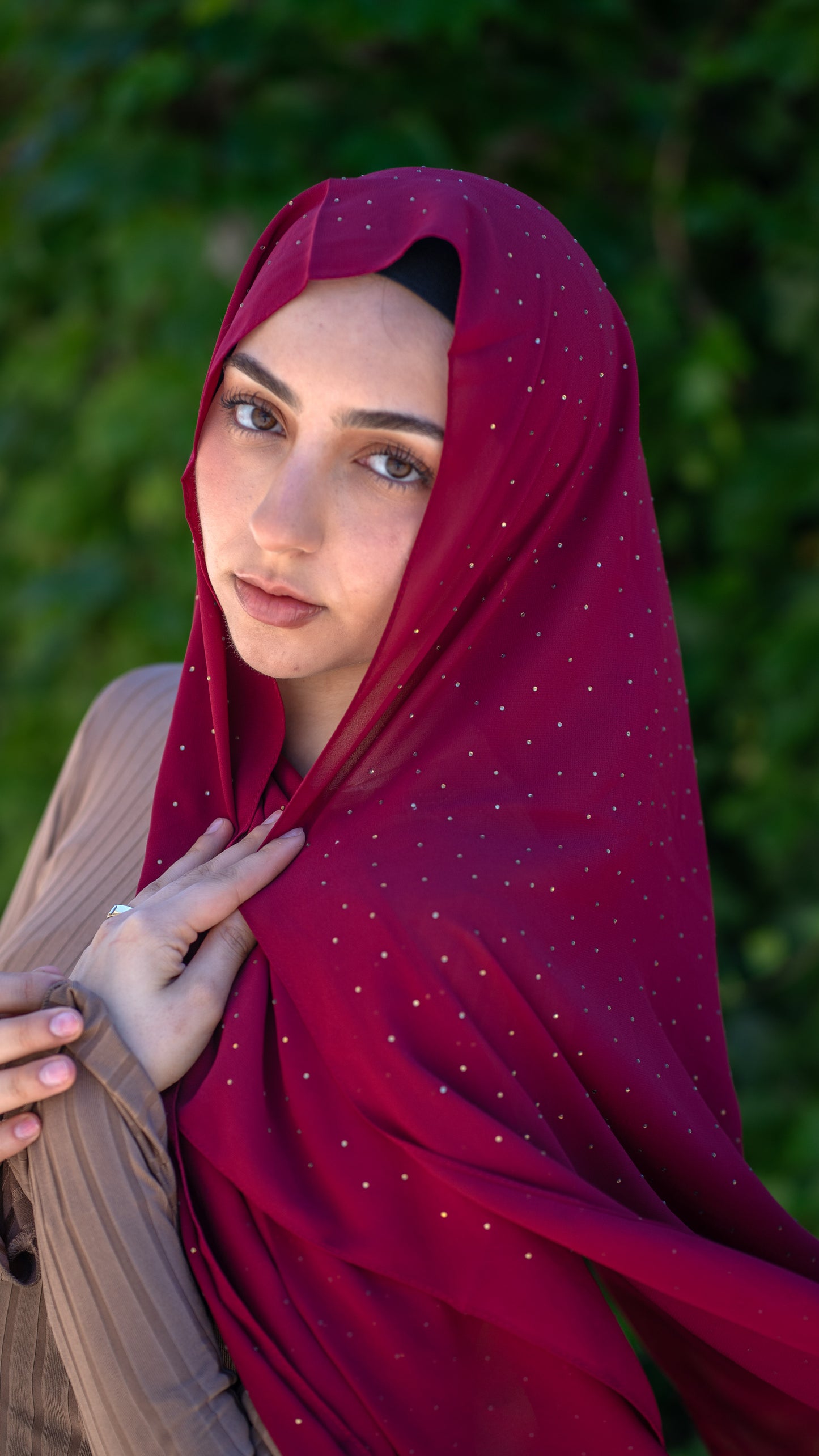 Maroon Glitter Chiffon Hijab
