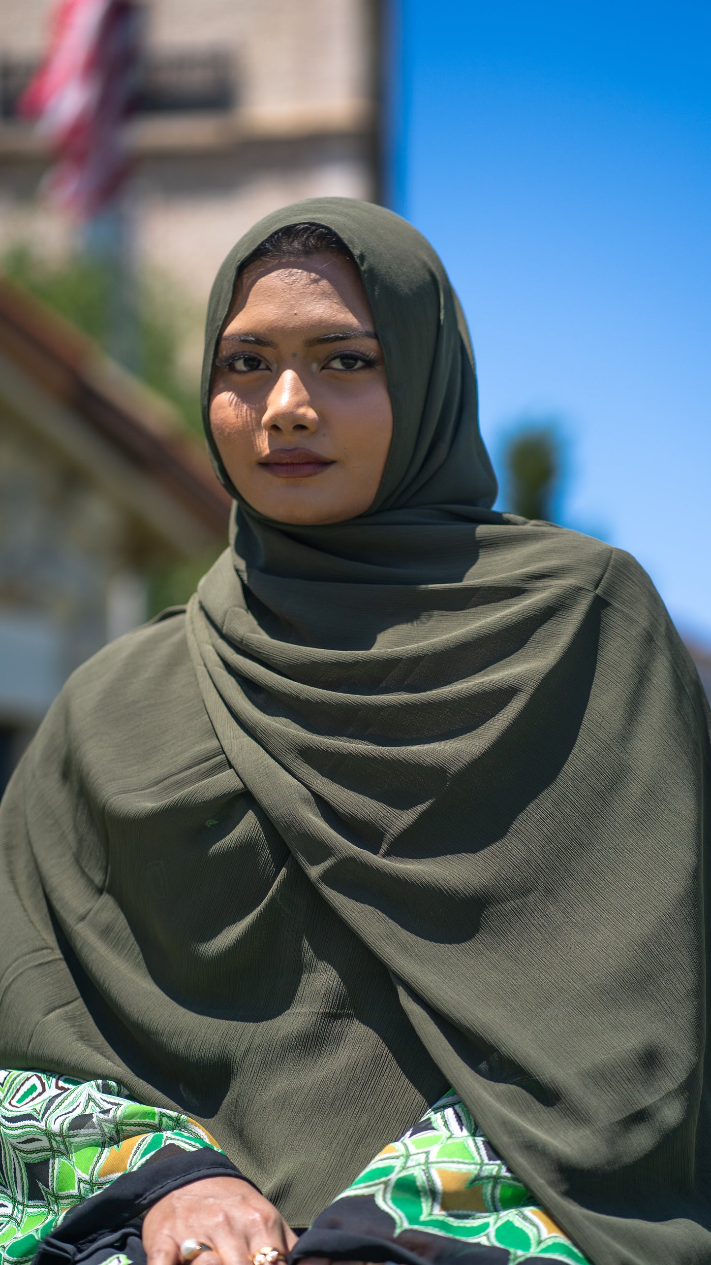 Forest Green Crinkle Chiffon Hijab
